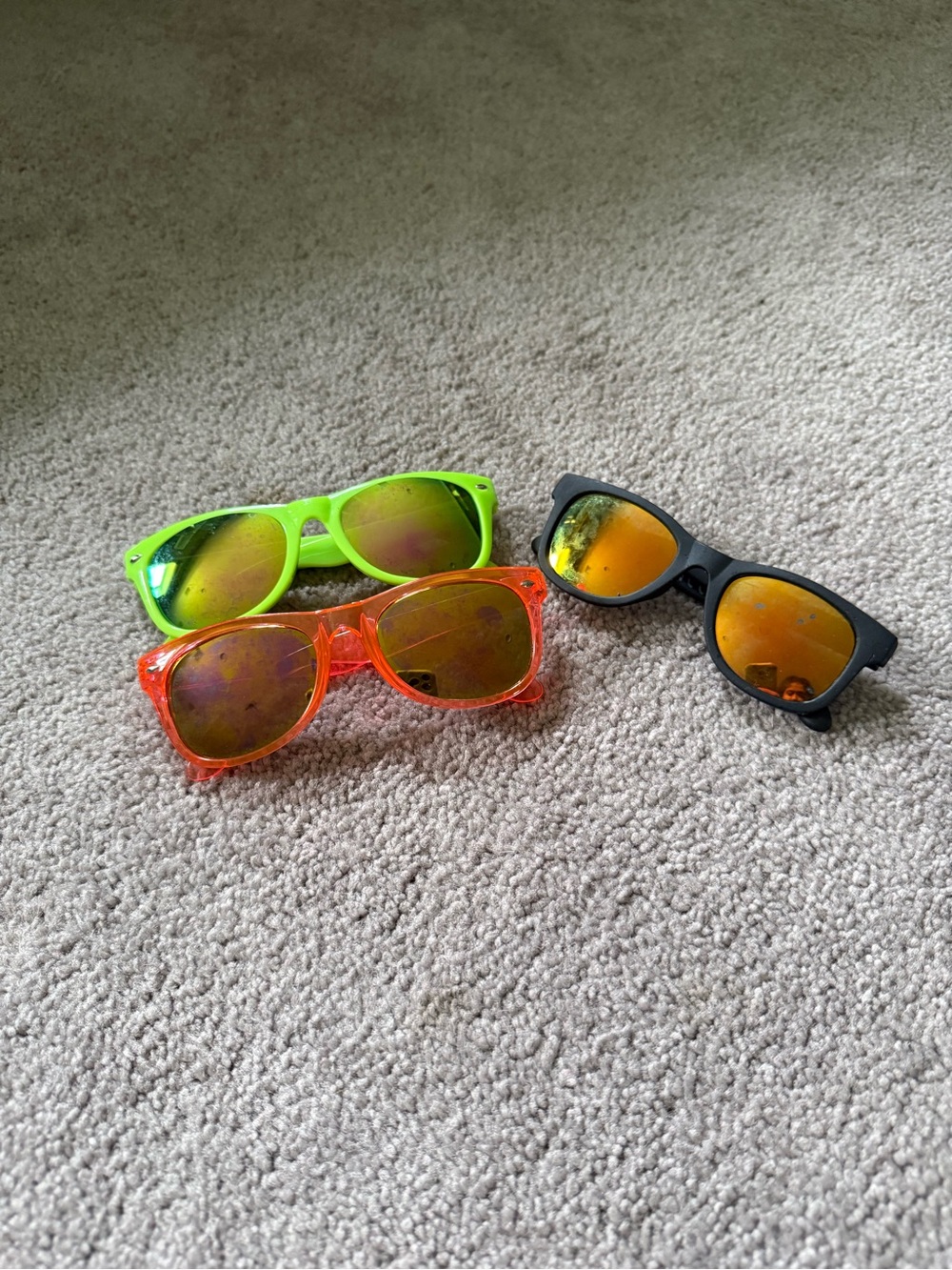 Neon Green, Orange & Black Mirrored Sunglasses kids Trio